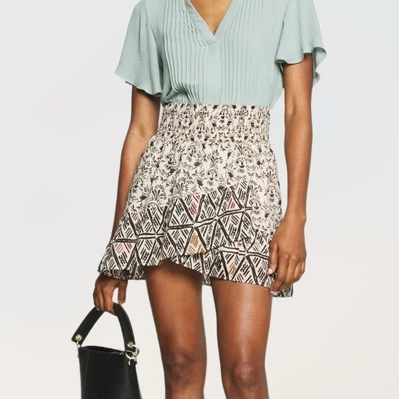 Free People XS Riviera Lined Floral Aztec Mini Skirt - Picture 1 of 9